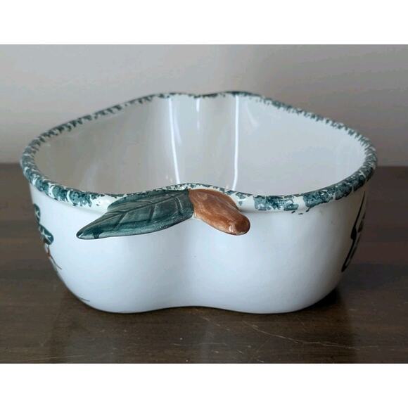 Vintage Chaparral Art Pottery USA Apple Shaped Bowl Dish 8" x 9" Hand Painted - Picture 5 of 9